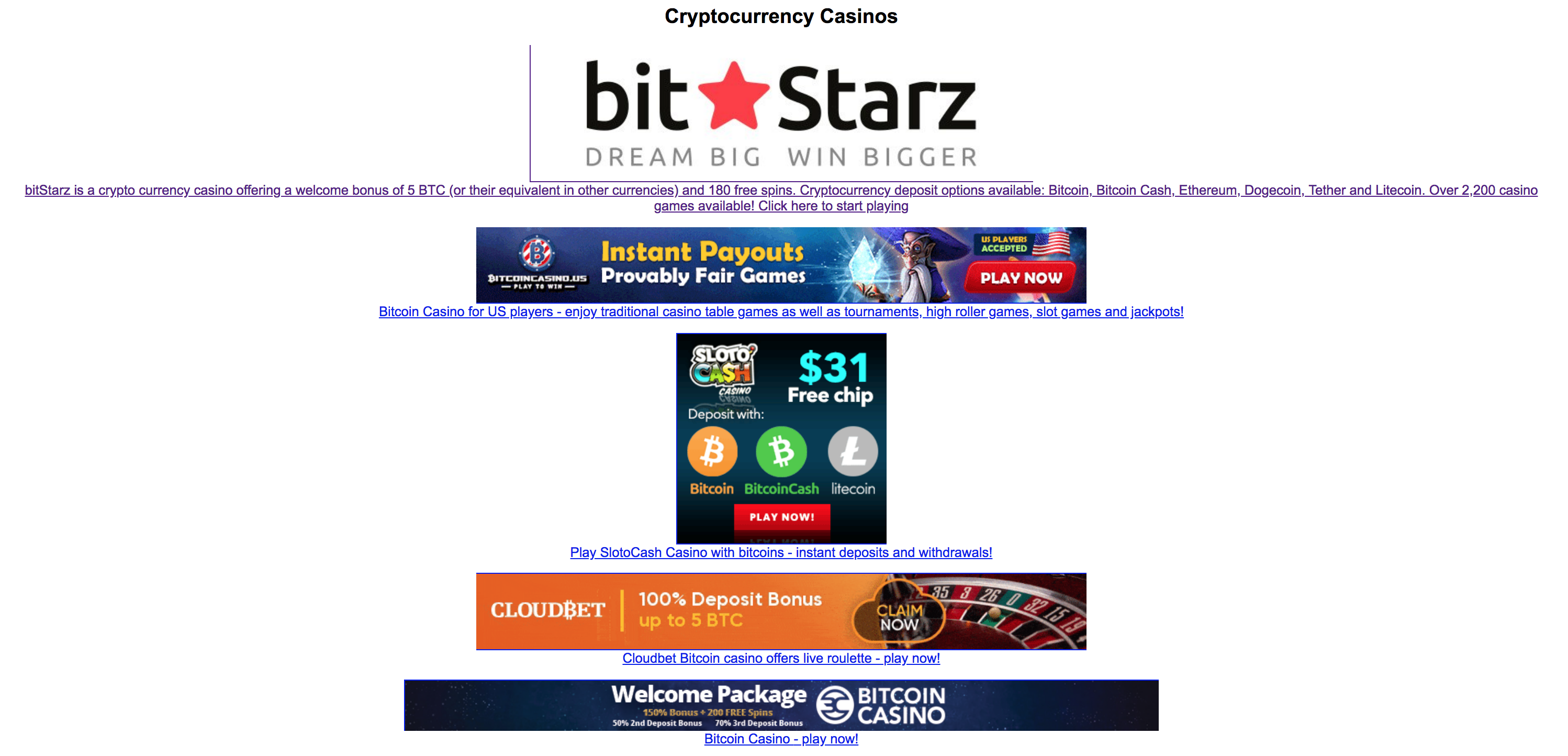 Bitstarz casino games
